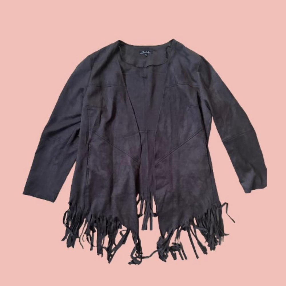 Chocolate Brown Western Fringe Jacket - Cowboy Chic Oversized Style
